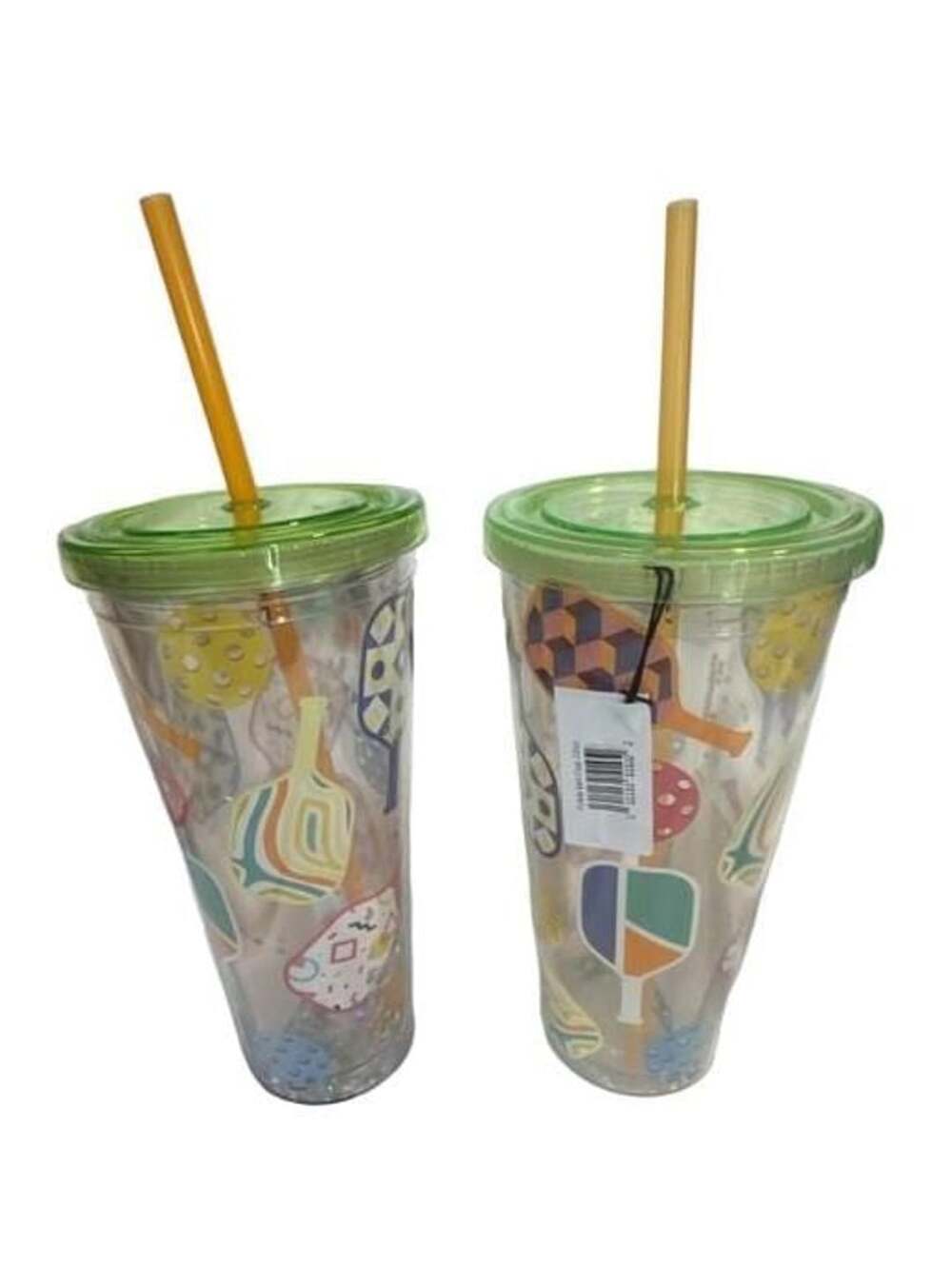 2 Pickleball Cups Size 22oz Tumbler with Straw and Glitter Lid